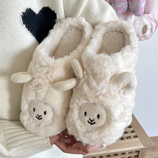 Pantuflas mullidas con diseño de oveja para mujer  – Cálidas y antideslizantes