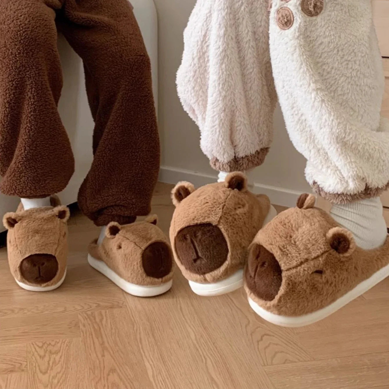 Pantuflas de invierno con diseño de capibara – zapatillas cálidas y cómodas para mujer