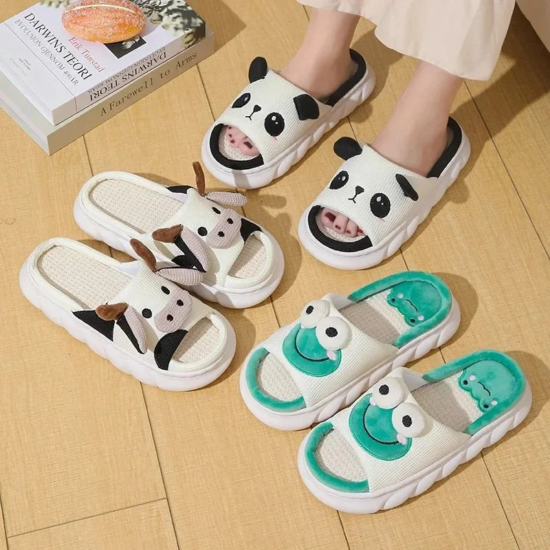 Chanclas de lino transpirables – Pantuflas ligeras con diseños tiernos