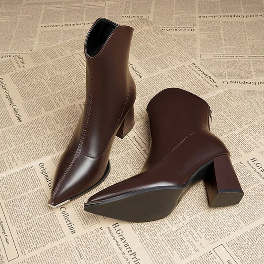Botines Chelsea con punta de marca puntiaguda de lujo, tacon alto a la moda - para mujer