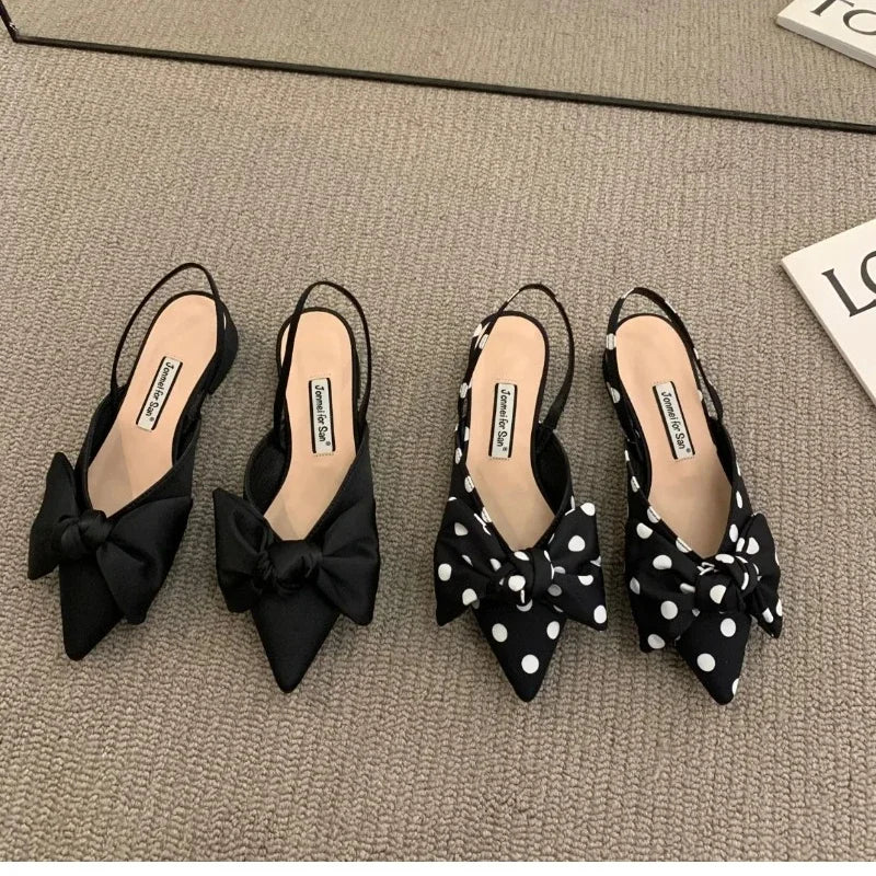 Zapatos de fiesta con tacón bajo - Sandalias femeninas con lazo y estilo chic