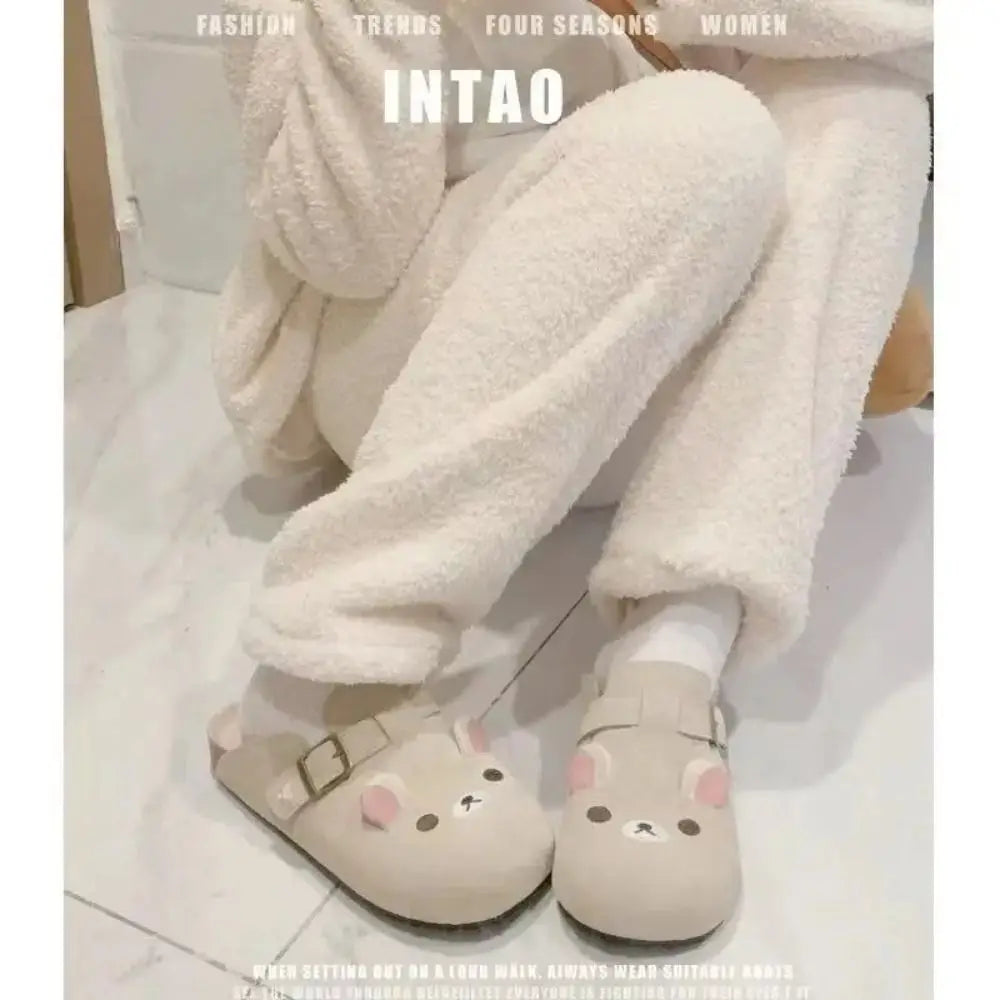 Pantuflas kawaii Rilakkuma – zapatillas de invierno cómodas y antideslizantes para mujer