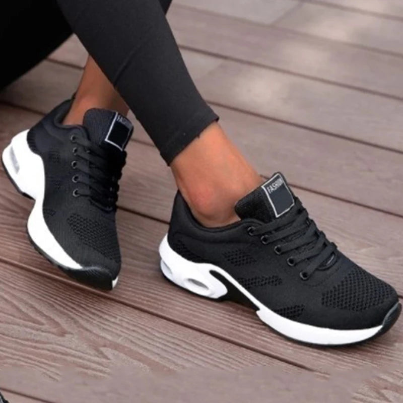 Zapatillas de deporte con cordones para Mujer, zapatos de plataforma de talla grande, transpirables, suaves