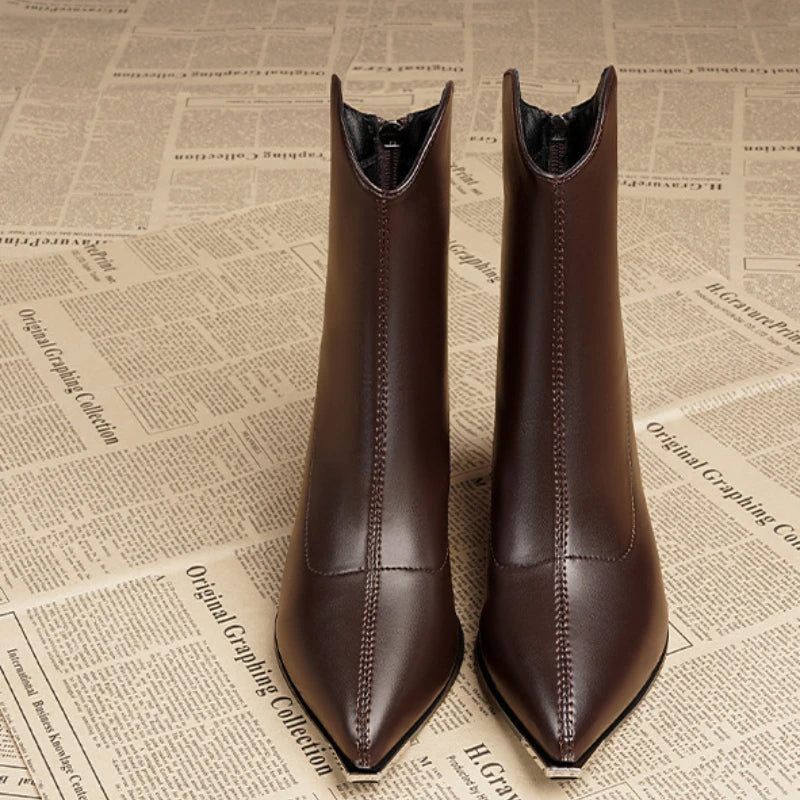 Botines Chelsea con punta de marca puntiaguda de lujo, tacon alto a la moda - para mujer