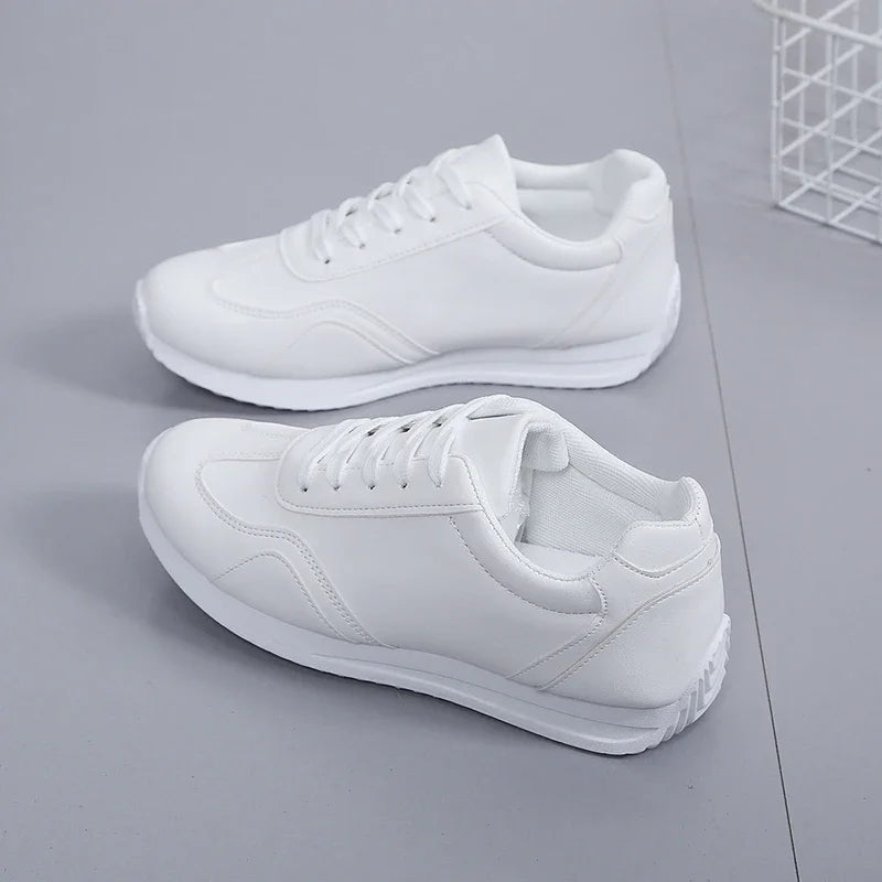 Zapatos informales para caminar para mujer, zapatillas planas de cuero con cordones de alta calidad, mocasines de fondo plano salvaje a la moda, Verano