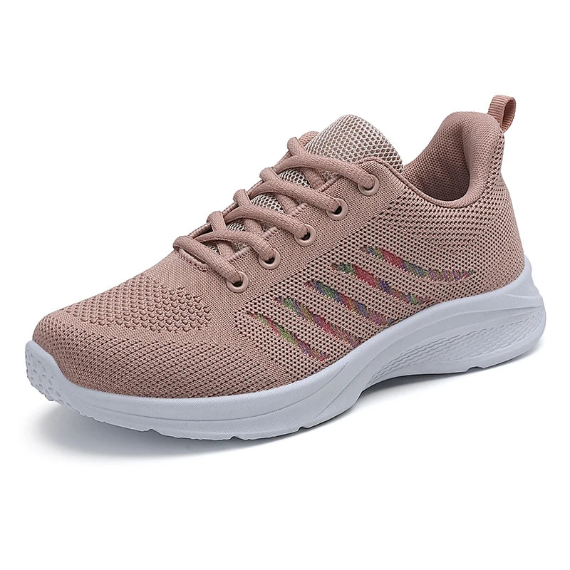 Zapatos deportivos de mujer – mocasines de malla con cuña ligera.