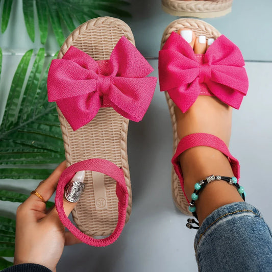 Sandalias ligeras de verano mujer | Zapatos planos cómodos con lazo decorativo