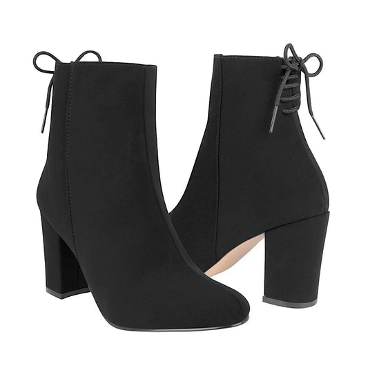 Botines de moda para dama - Gamuza negra, cómodos y versátiles