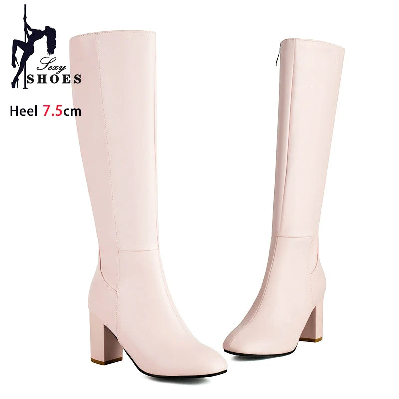 Botas de moda para mujer, otoño - invierno, punta cuadrada.
