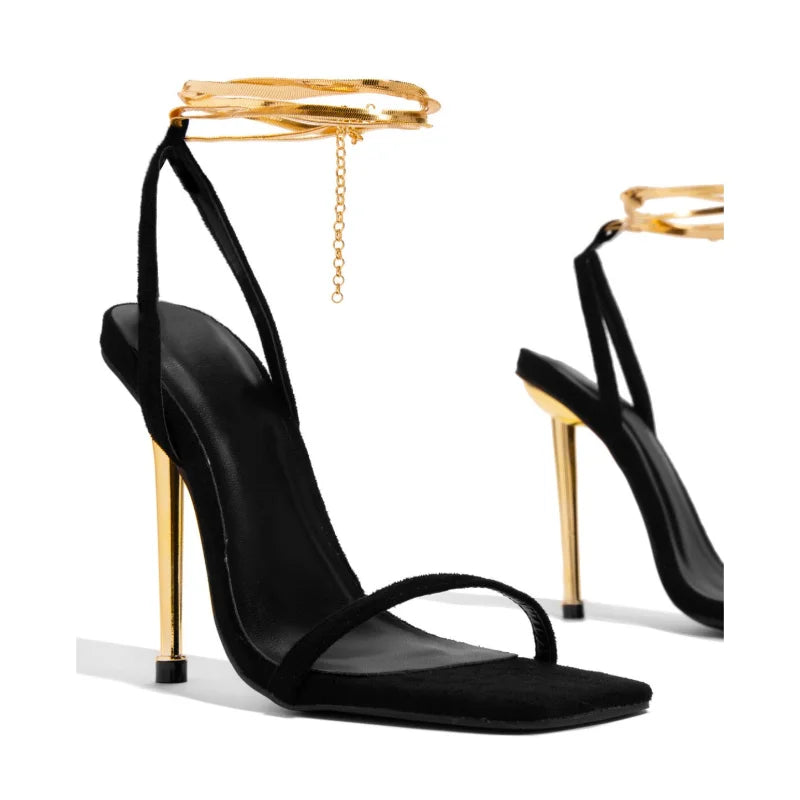 Tacones de aguja con punta cuadrada – sandalias sexys para mujer