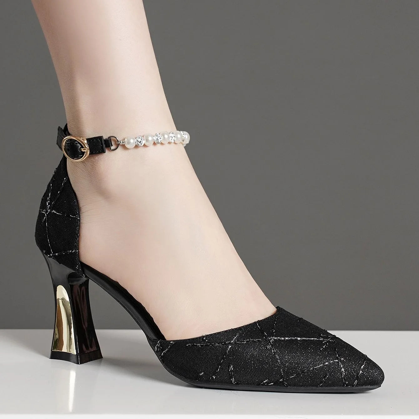 Zapatos de tacón alto con cuentas – elegantes Mary Jane 2024 para mujer