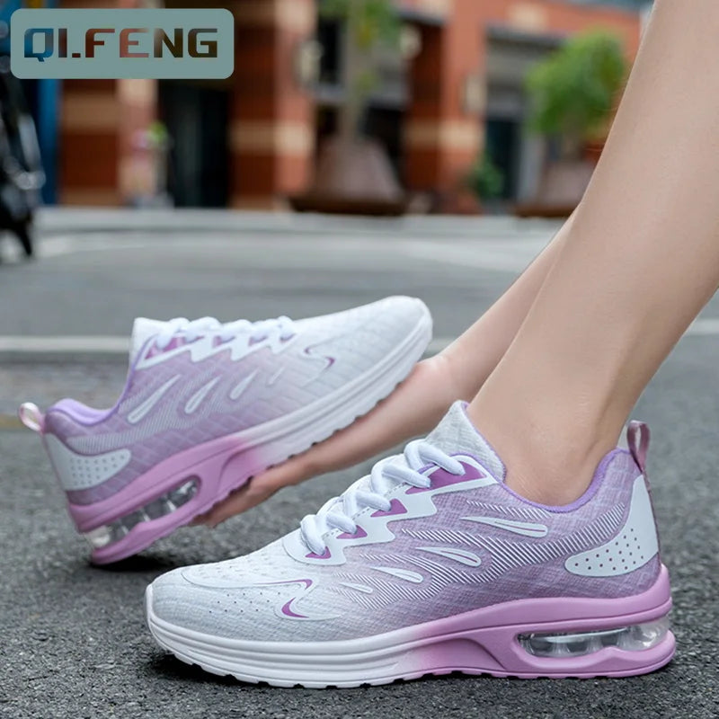 Tenis de moda para mujer - Sneakers deportivos con suela acolchada y diseño casual