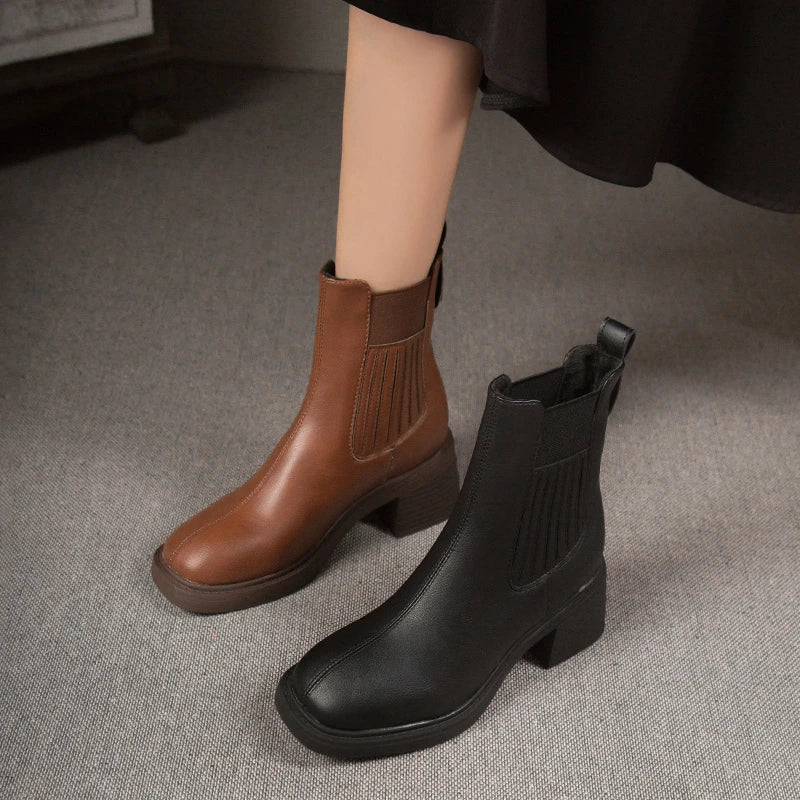 Botines Chelsea de cuero para mujer – Elegantes y cómodos de invierno