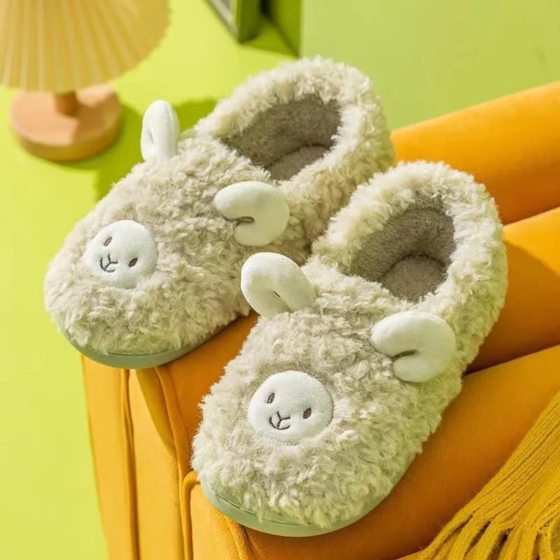 Pantuflas mullidas con diseño de oveja para mujer  – Cálidas y antideslizantes