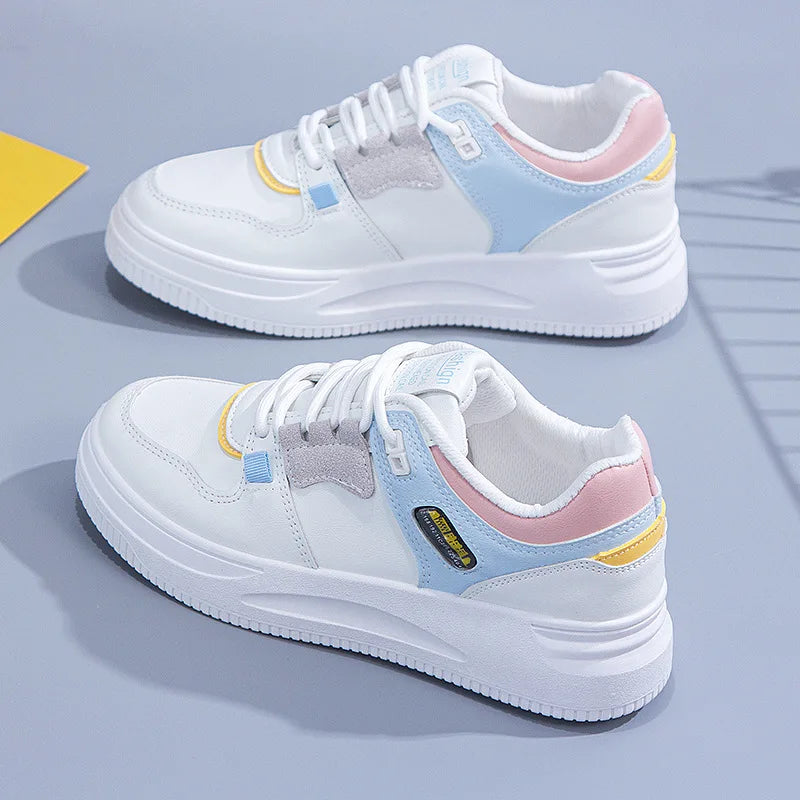 zapatos de plataforma blanca, informales - planos