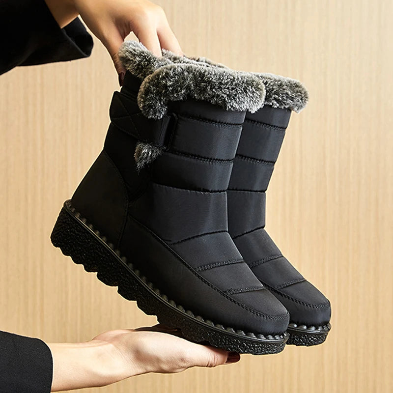 Botas de nieve impermeables para mujer – cálidas y antideslizantes.