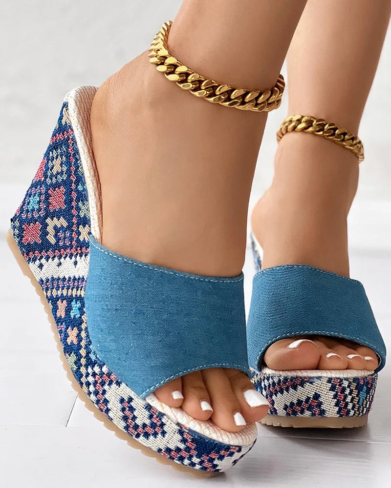 Mules de tacón cuña gruesa para mujer – estilo casual y fresco