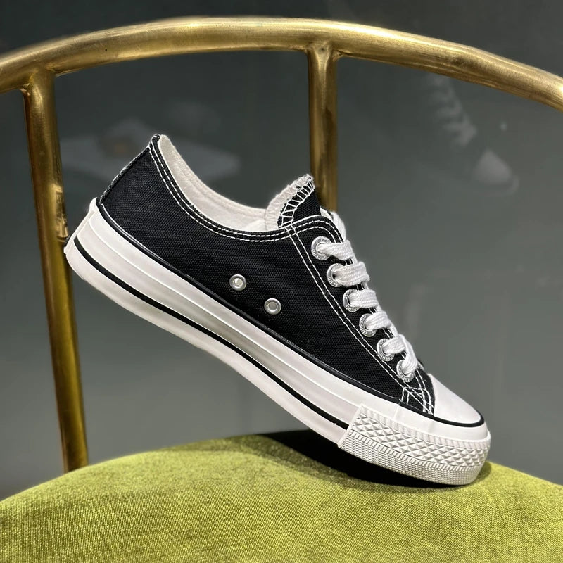 Tenis clásicos de lona con cordones, cómodos y ligeros