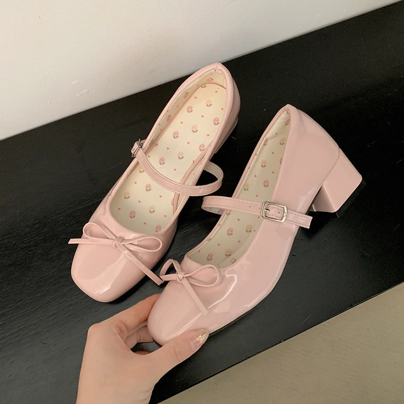 Mary Jane con nudo de mariposa – Zapatos de charol para mujer Primavera/Otoño