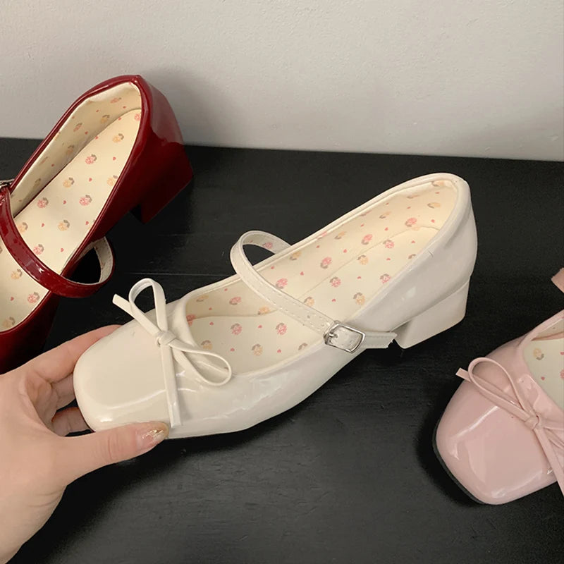 Mary Jane con nudo de mariposa – Zapatos de charol para mujer Primavera/Otoño