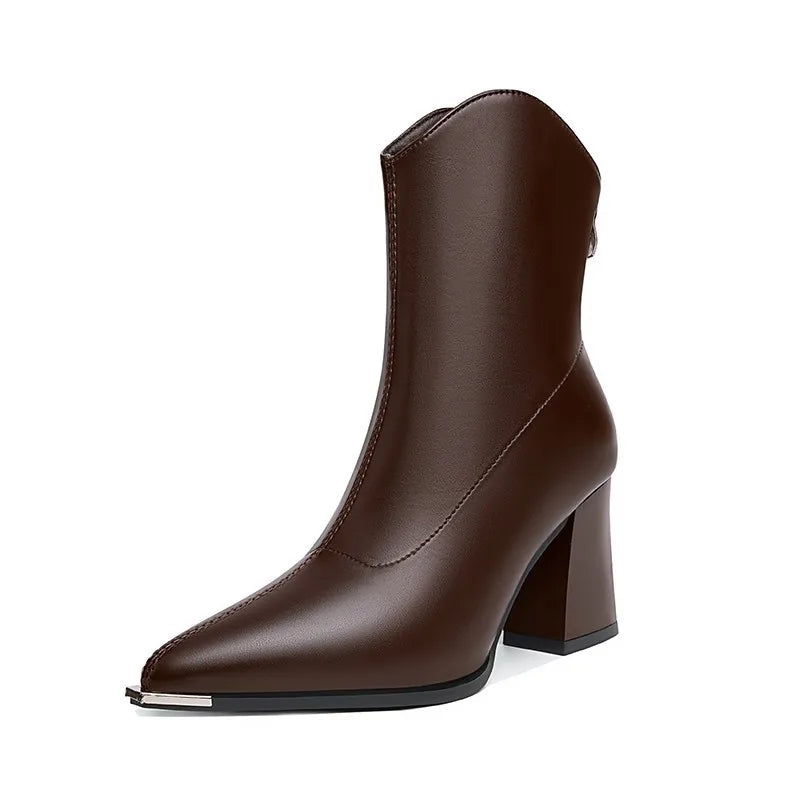 Botines Chelsea con punta de marca puntiaguda de lujo, tacon alto a la moda - para mujer