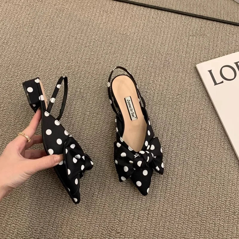 Zapatos de fiesta con tacón bajo - Sandalias femeninas con lazo y estilo chic