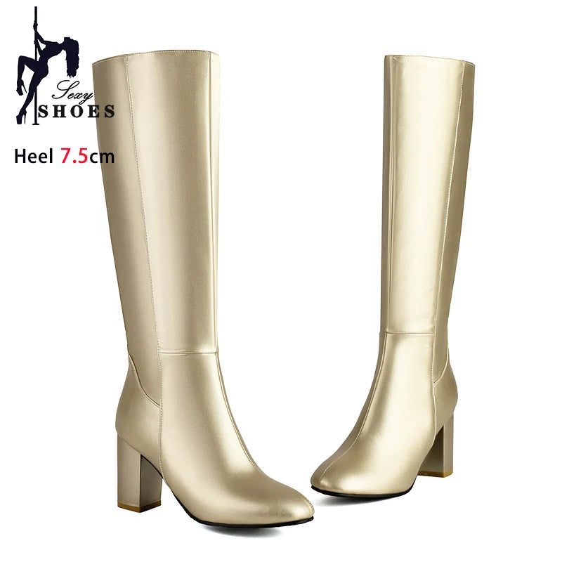 Botas de moda para mujer, otoño - invierno, punta cuadrada.