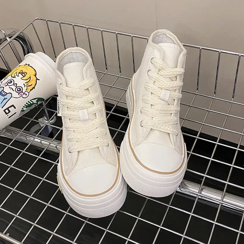 Tenis casuales con suela gruesa para mujer – cómodos y modernos, tipo converse