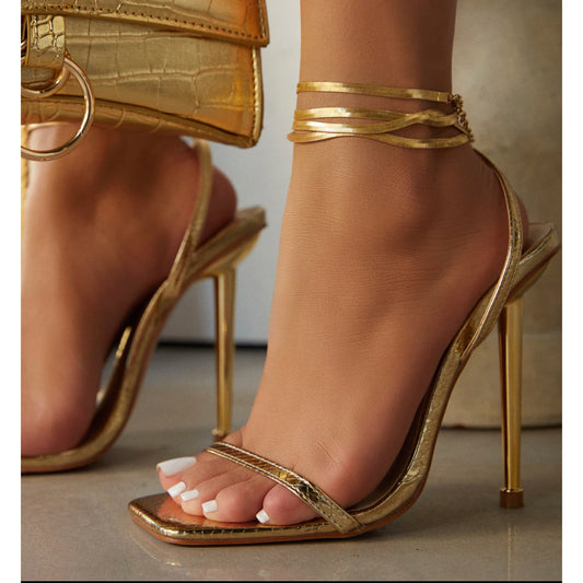 Tacones de aguja con punta cuadrada – sandalias sexys para mujer