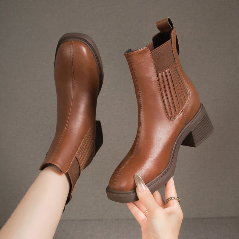 Botines Chelsea de cuero para mujer – Elegantes y cómodos de invierno