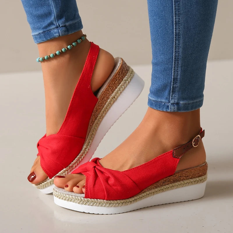 Sandalias de plataforma de cuña informales con punta abierta a la moda - zapatos planos cómodos