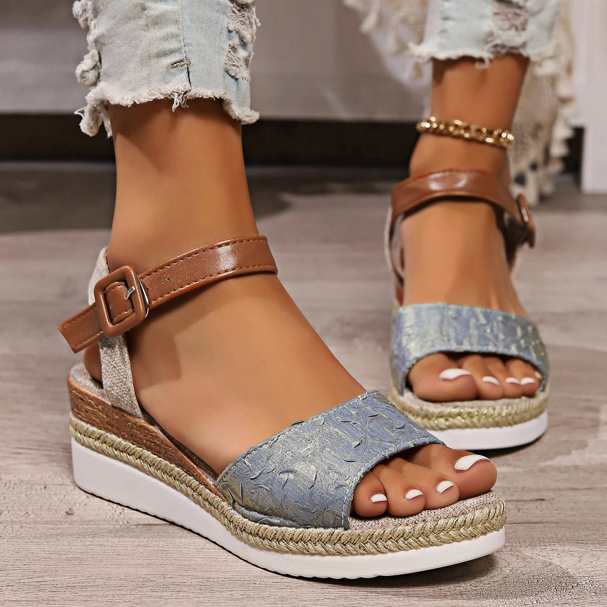 Sandalias de Cuña Ligeras con Plataforma y Punta Abierta – Tendencia de Verano