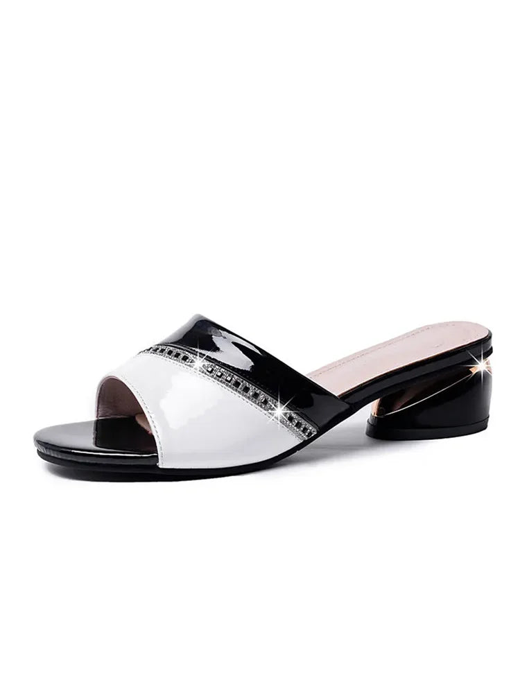 Sandalias elegantes de mujer - Tacón alto con punta abierta y diseño clásico