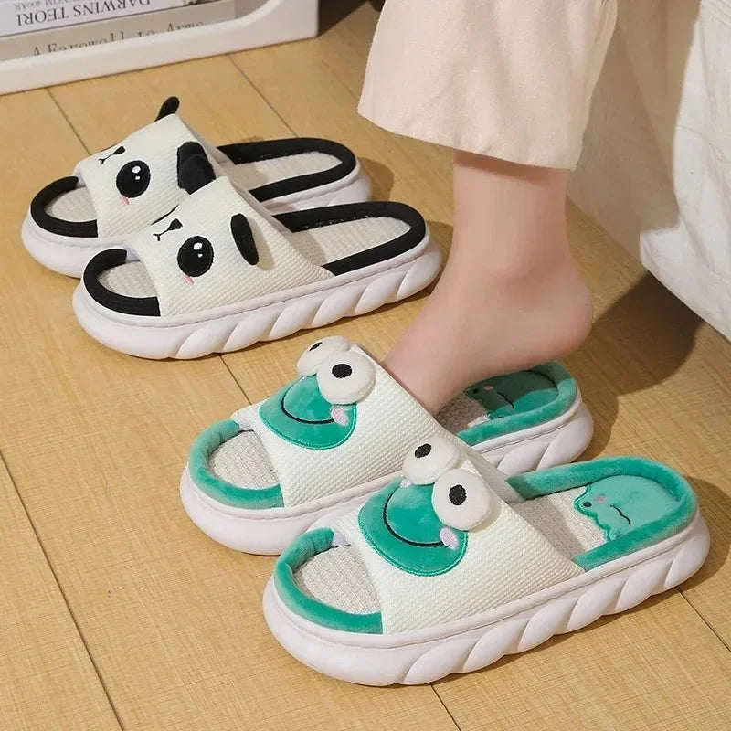 Chanclas de lino transpirables – Pantuflas ligeras con diseños tiernos