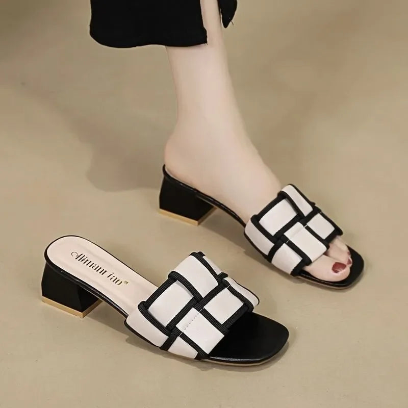 Sandalias elegantes de mujer - Tacón alto con punta abierta y diseño clásico
