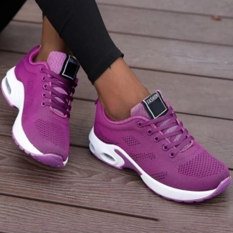 Zapatillas de deporte con cordones para Mujer, zapatos de plataforma de talla grande, transpirables, suaves