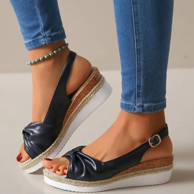 Sandalias de plataforma de cuña informales con punta abierta a la moda - zapatos planos cómodos
