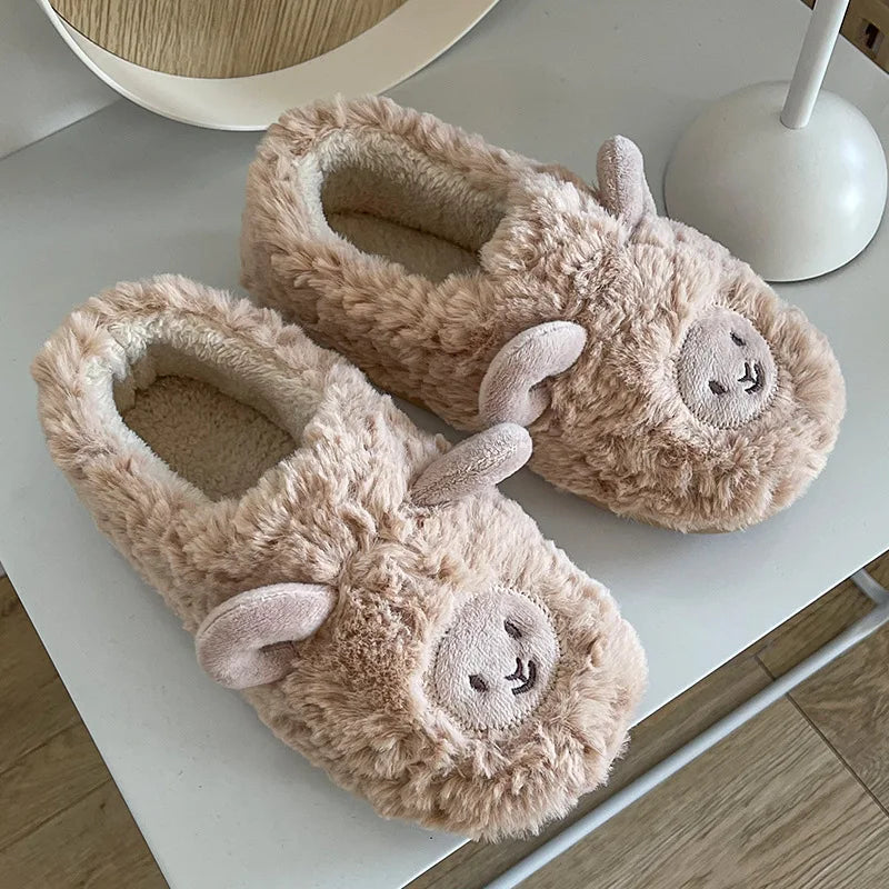 Pantuflas mullidas con diseño de oveja para mujer  – Cálidas y antideslizantes