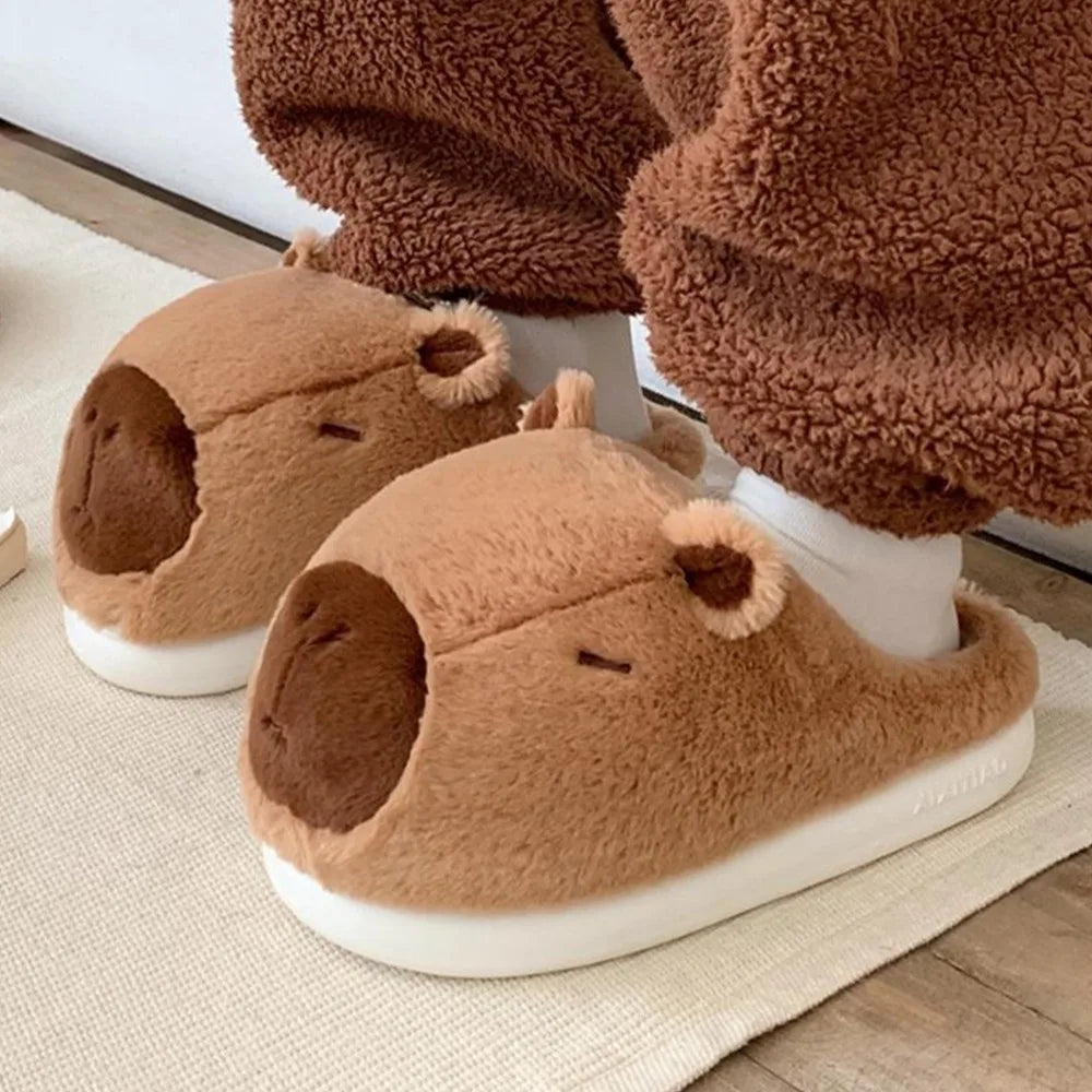 Pantuflas de invierno con diseño de capibara – zapatillas cálidas y cómodas para mujer