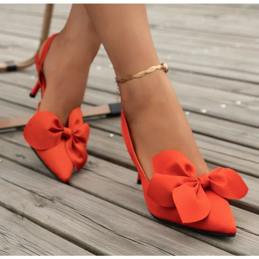 Sandalias de verano con tacón alto para mujer | Diseño elegante con lazo y punta fina