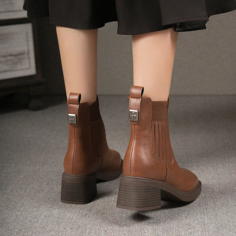 Botines Chelsea de cuero para mujer – Elegantes y cómodos de invierno