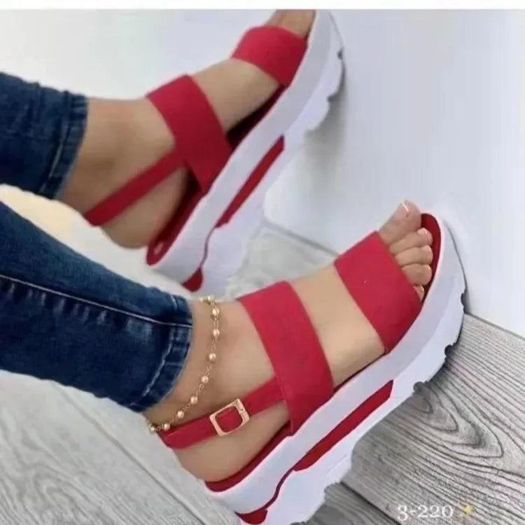 Sandalias de Plataforma con Suela Gruesa y Correa – Estilo Casual de Verano