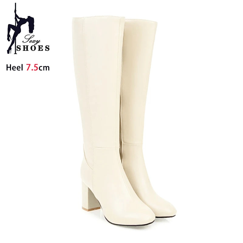 Botas de moda para mujer, otoño - invierno, punta cuadrada.
