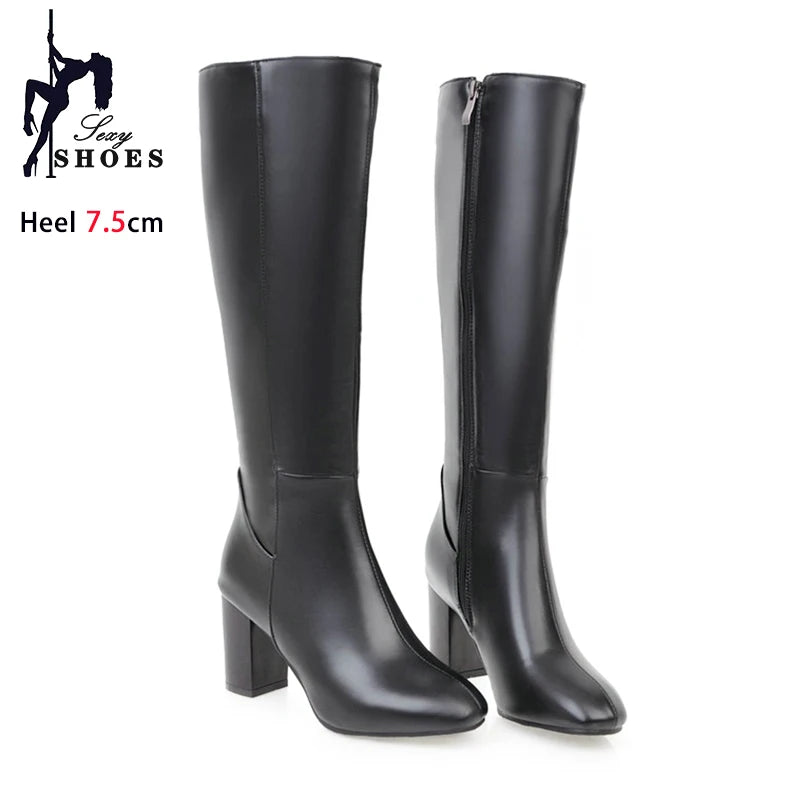 Botas de moda para mujer, otoño - invierno, punta cuadrada.