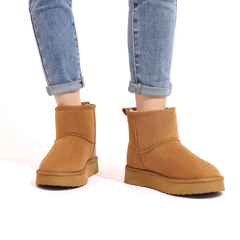 Botines invernales para mujer – moda casual con forro cálido y suela antideslizante.