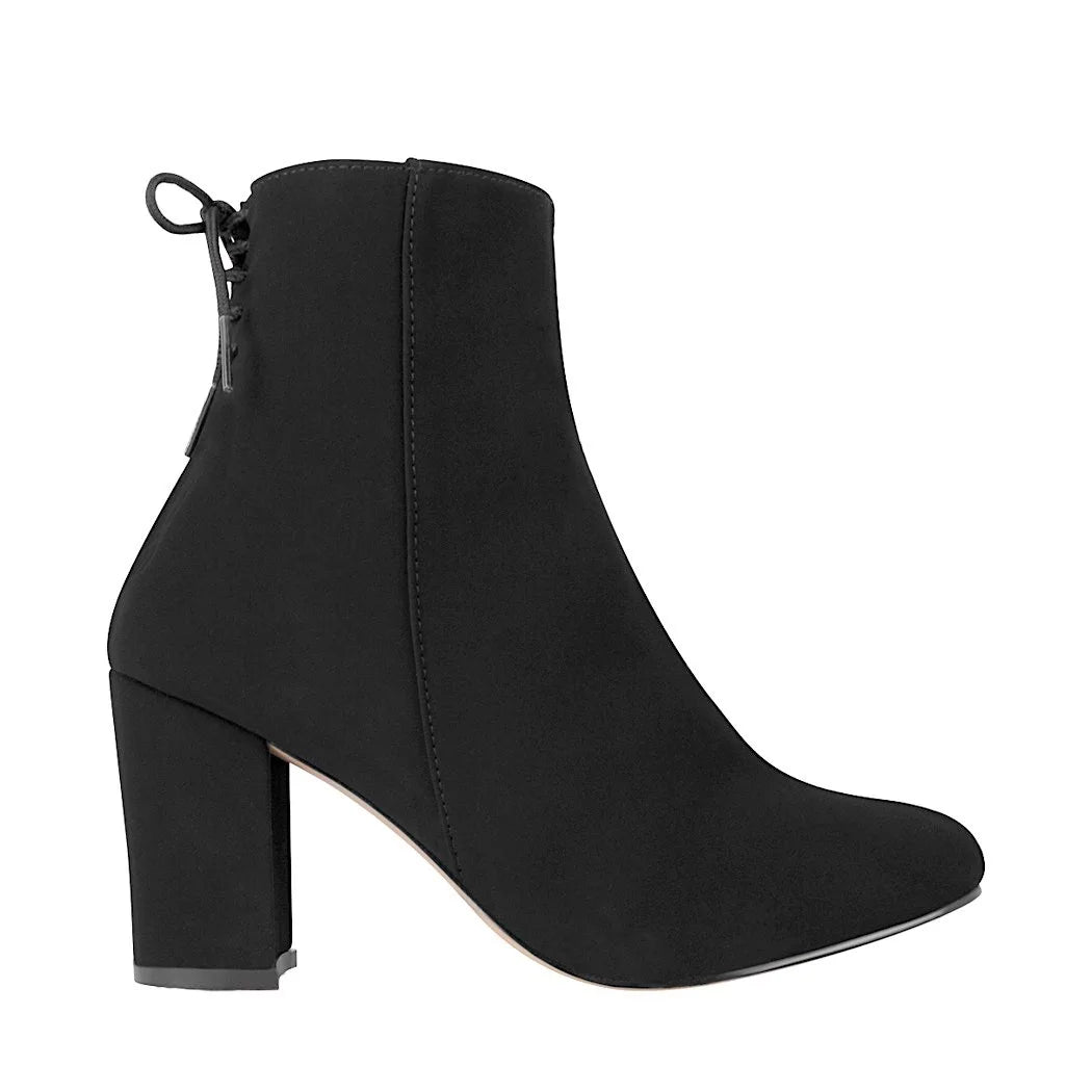 Botines de moda para dama - Gamuza negra, cómodos y versátiles