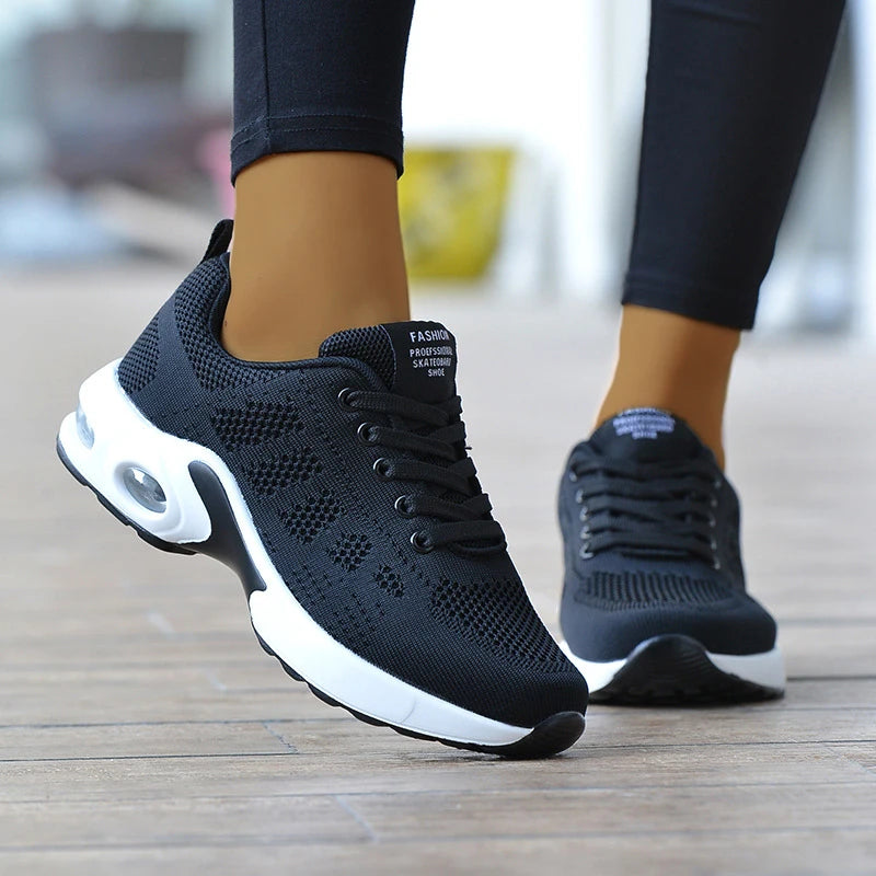 Zapatillas de deporte con cordones para Mujer, zapatos de plataforma de talla grande, transpirables, suaves