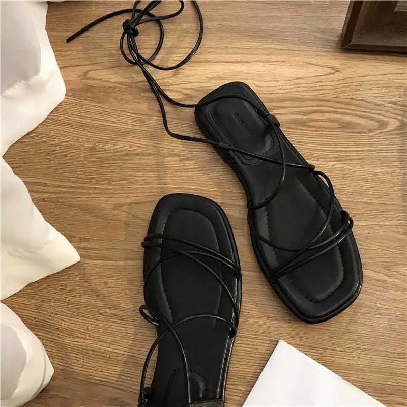 Sandalias planas de moda mujer | Calzado cómodo estilo romano de verano