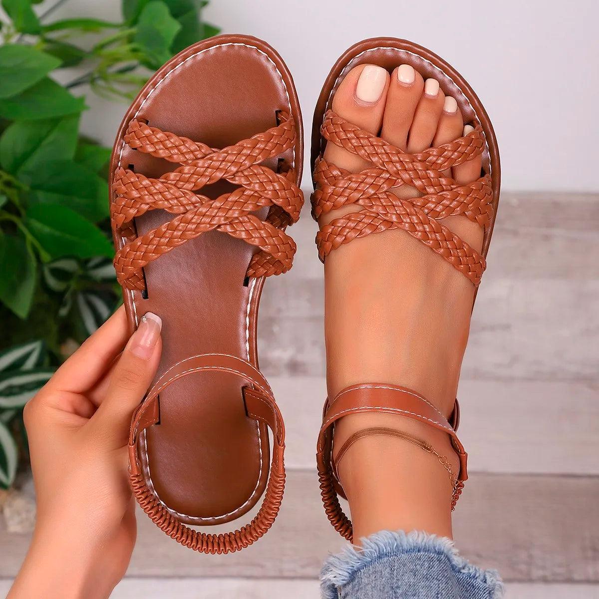Sandalias planas romanas para mujer 2025 - Calzado de verano cómodo y antideslizante