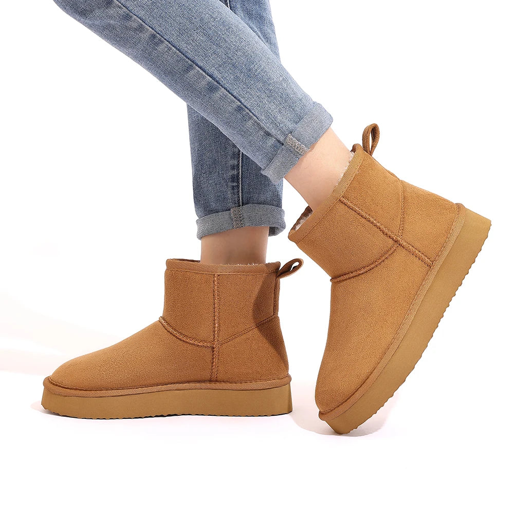 Botines invernales para mujer – moda casual con forro cálido y suela antideslizante.